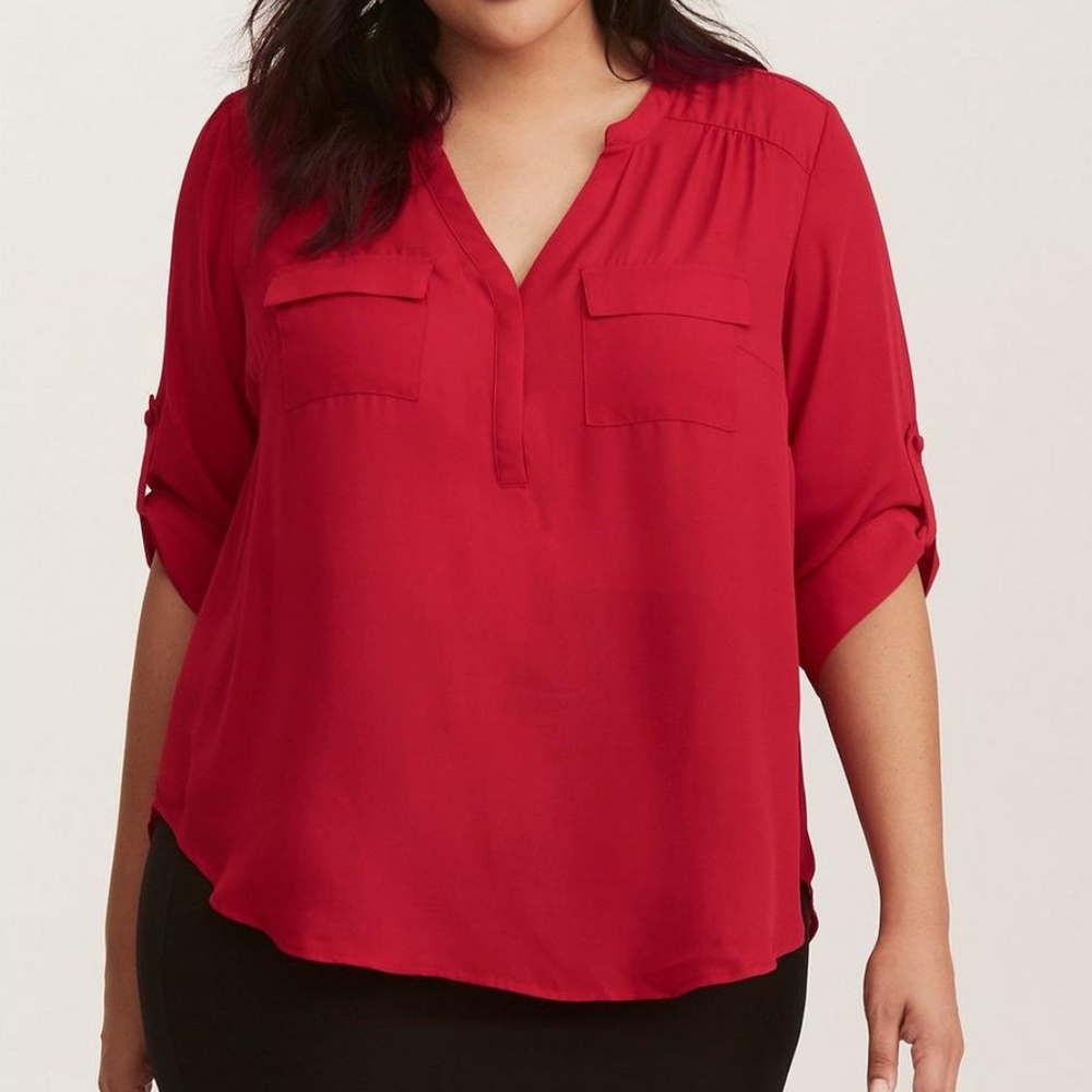 Torrid Red Georgette Harper Top Size 2X
